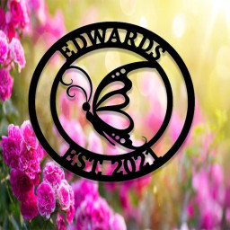 Custom Butterfly Metal Sign,Personalized Garden Metal Wall Art,Custom Butterfly Name Sign