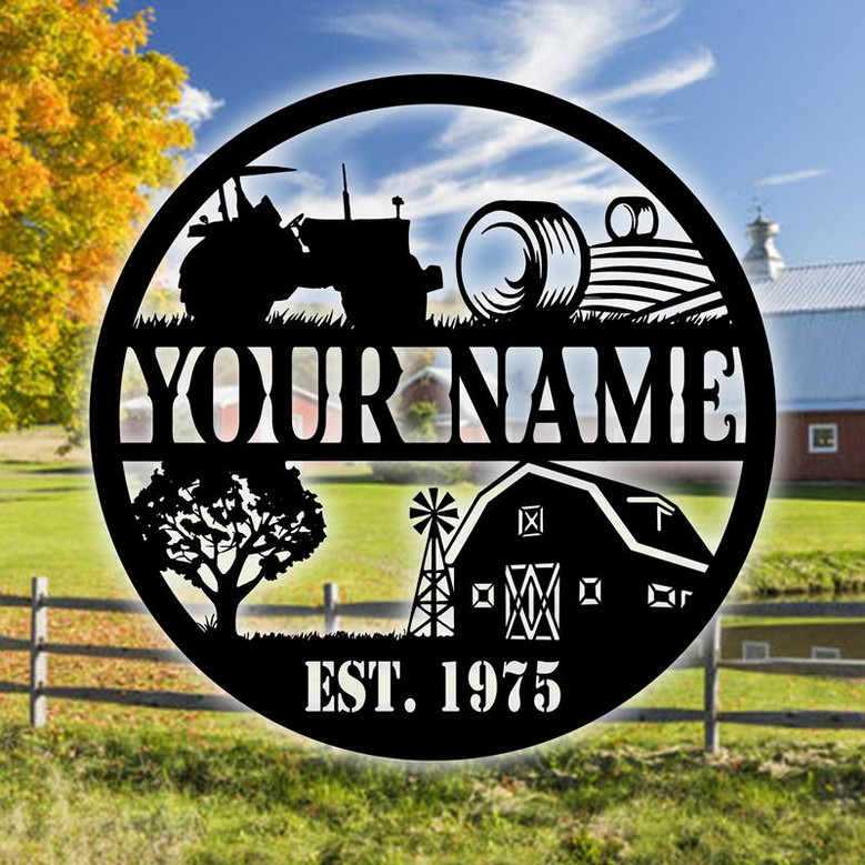 Custom Metal Farm Sign Metal Art Farmhouse Decor Family Name Sign Farm Ranch Barn Sign Housewarming Metal Sign For Farmer