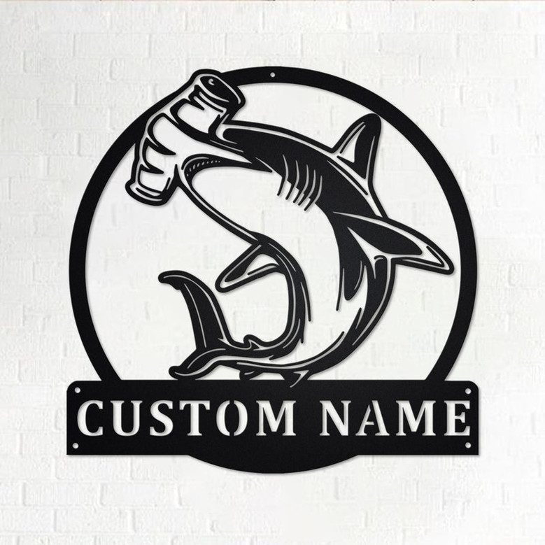 Custom Hammerhead Shark Metal Wall Art, Personalized Shark Name Sign Decoration For Room, Shark Metal Home Decor, Custom Hammerhead Shark