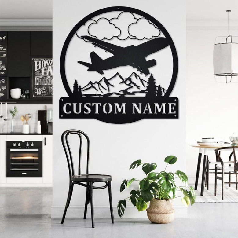 Custom Airplane Metal Wall Art,Personalized Airplane Name Sign Decoration For Room, Airplane Metal Home Decor, Custom Airplane, Airplane