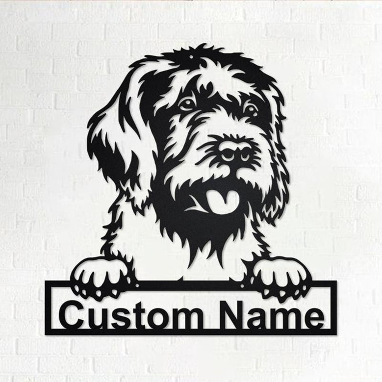 Custom Wirehaired Pointing Griffon Dog Metal Wall Art, Personalized Wirehaired Pointing Griffon Name Sign Decoration For Room,Dog Home Decor