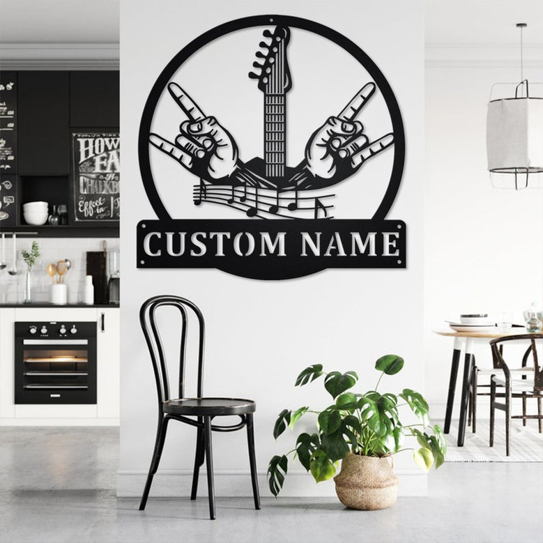 Custom Rock And Roll Music Metal Wall Art, Personalized Rock & Roll Name Sign Decoration For Room, Rock And Roll Home Decor, Custom Rock