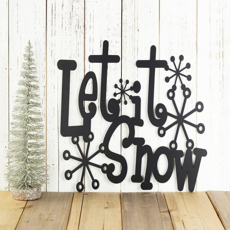 Rustic Let It Snow Metal Sign Outdoor Metal Wall Art Farmhouse Decor Christmas Gift