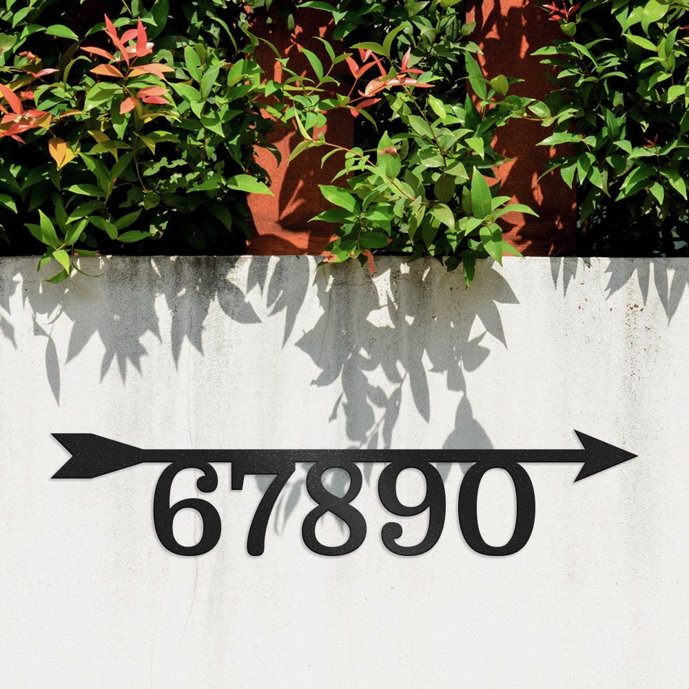 Arrow Address Plaque With Custom House Number, Personalized Metal Sign