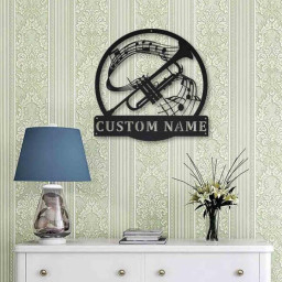 Personalized Trumpet Monogram Metal Sign Art | Custom Trumpet Monogram Metal Sign | Trumpet Gifts for Men | Trumpet Male Gift | Music Gift