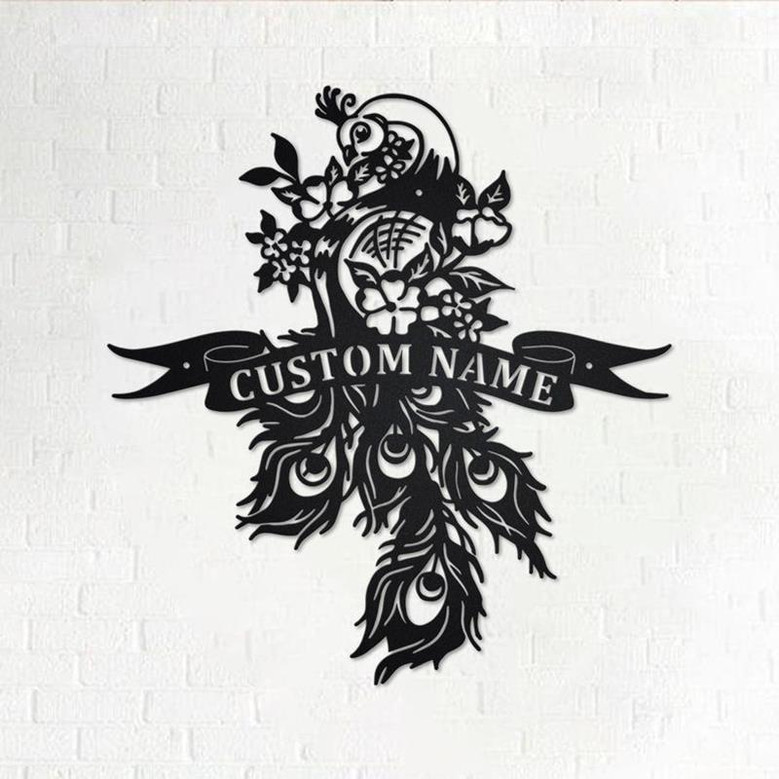 Custom Peacock Metal Wall Art, Personalized Peacock Name Sign Decoration For Room, Peacock Metal Home Decor