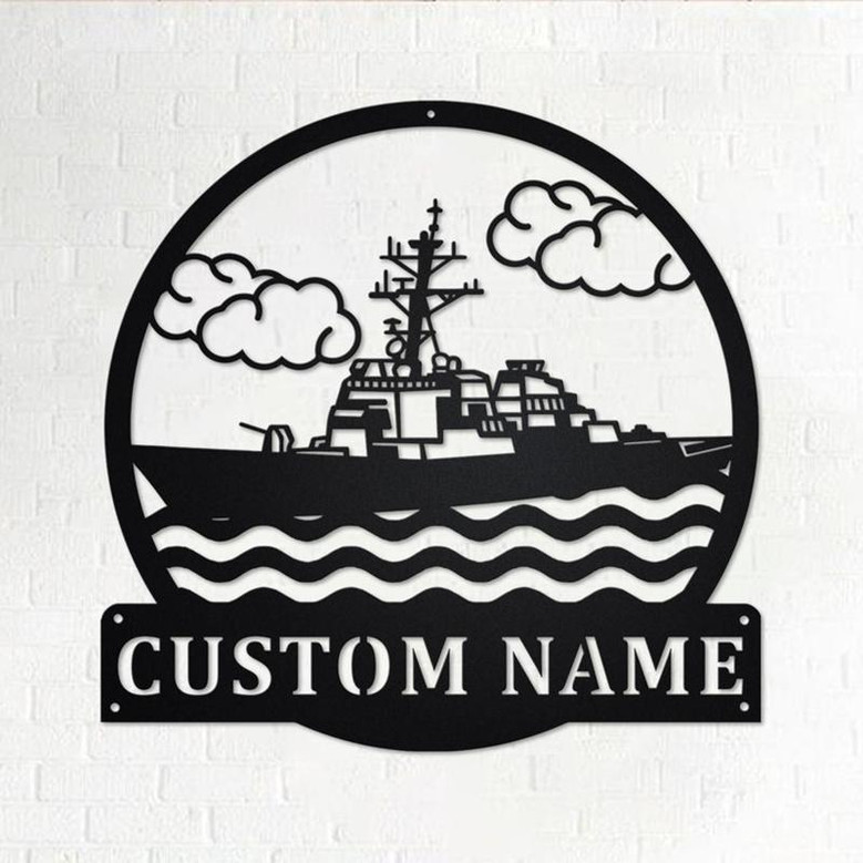 Custom Destroyer Ship Metal Wall Art, Personalized Destroyer Ship Name Sign Decoration For Room, Destroyer Ship Metal Home Decor