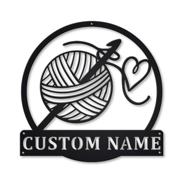 Personalized Crochet Metal Sign Art | Custom Crochet Monogram Metal Sign | Hobbie Gift | Crochet Gift