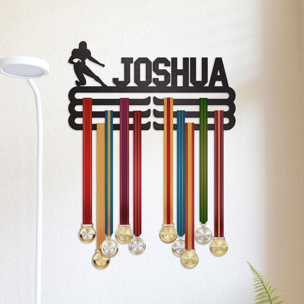 Football Medal Hanger With Custom Name, Personalized Football Medal Holder