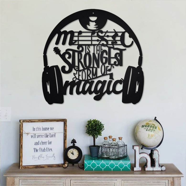 Custom Music Headphone Metal Wall Art, Personalized Music Headphone Name Sign Decoration For Room, Music Home Decor, Custom Music Headphone
