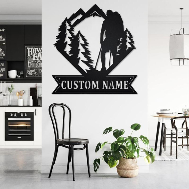 Custom Hiker Metal Wall Art, Personalized Hiker Name Sign Decoration For Room, Hiking Home Decor, Custom Hiker, Custom Hiking, Hiker Gift