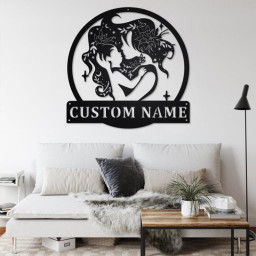 Custom Floral Mom And Baby Metal Wall Art, Personalized Mom And Baby Name Sign Decoration For Room, Mom And Baby Home Decor, Love Baby