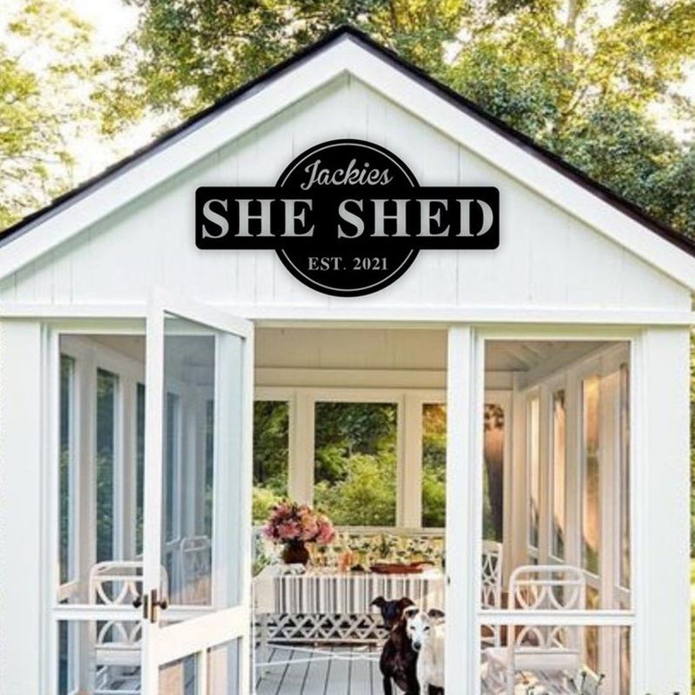 She Shed Personalized Metal Outdoor Sign, Established Date Sign, Gift for Her, She Shed,Metal She Shed Sign, Custom She Shed Sign, Mom Cave