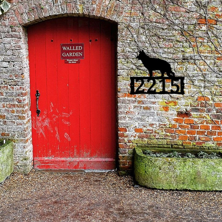 Dog House Numbers - German Shepherd Metal Address Plaque for House, Address Number, Metal Address Sign, House Numbers, Front Porch Address