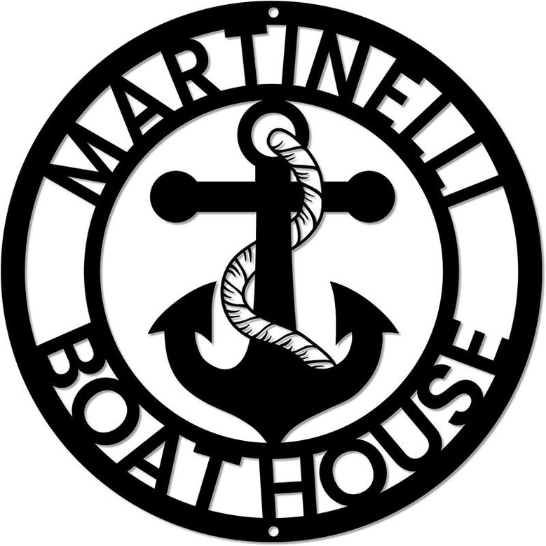 Anchor Last Name Custom Metal Wall Décor, Personalized Boat House Metal Wall Sign, Nautical Indoor Outdoor Sign Boat, Lake or Beach House
