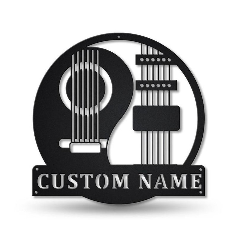 Personalized Yin Yang Guitar Monogram Metal Sign Art | Custom Yin Yang Guitar Monogram Metal Sign | Yin Yang Guitar Gift | Music Gift