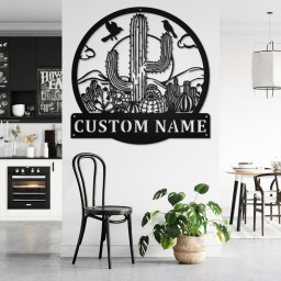 Custom Cactus Desert Metal Wall Art, Personalized Cactus Name Sign Decoration For Room, Cactus Metal Home Decor, Custom Cactus,Cactus Desert