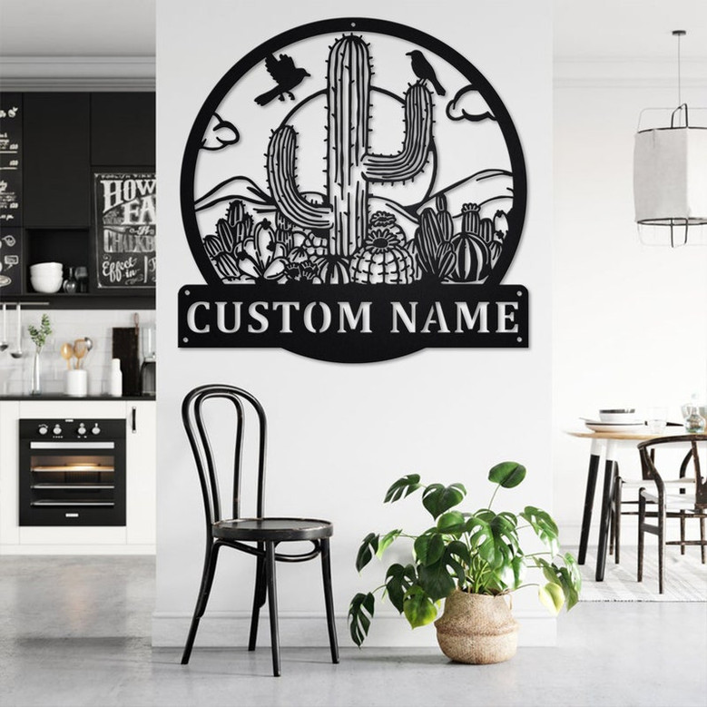 Custom Cactus Desert Metal Wall Art, Personalized Cactus Name Sign Decoration For Room, Cactus Metal Home Decor, Custom Cactus,Cactus Desert