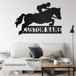 Custom Equestrian Show Jumping Metal Wall Art, Personalized Horse Jumping Name Sign Decoration For Room,Horse Jumping Home Decor,Horse Lover