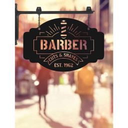 Personalized Barber Shop Cut Metal Sign Wall Art, Barber Store Laser Cut Metal Sign