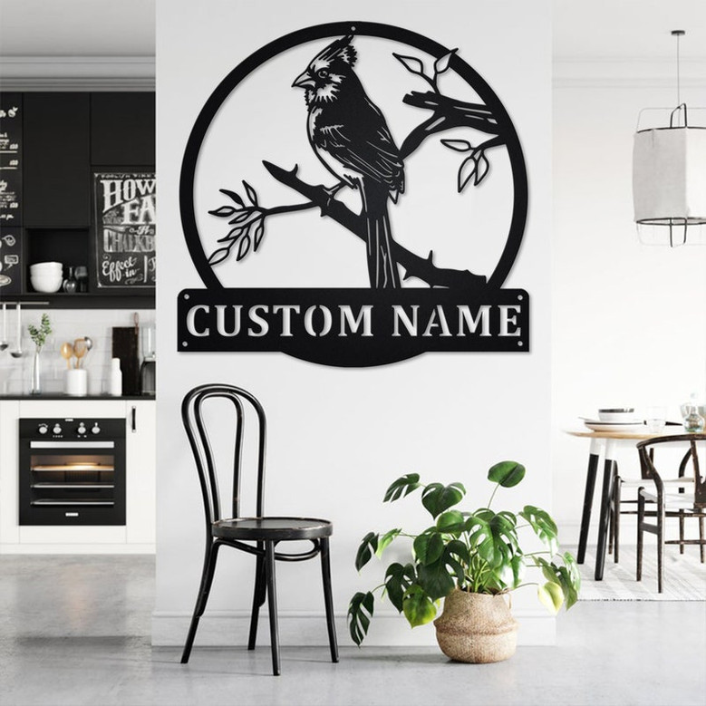Custom Cardinal Bird Metal Wall Art, Personalized Cardinal Bird Name Sign Decoration For Room, Cardinal Bird Home Decor,Custom Cardinal Bird
