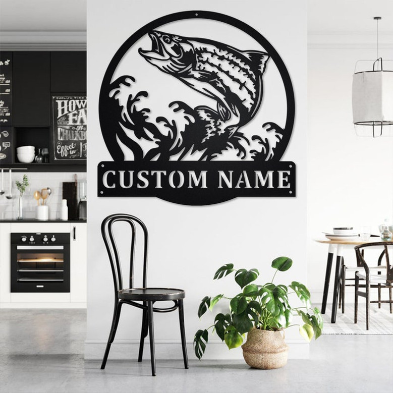 Custom Trout Fish Metal Wall Art, Personalized Trout Fish Name Sign Decoration For Room, Trout Fishing Home Decor, Custom Trout Fish