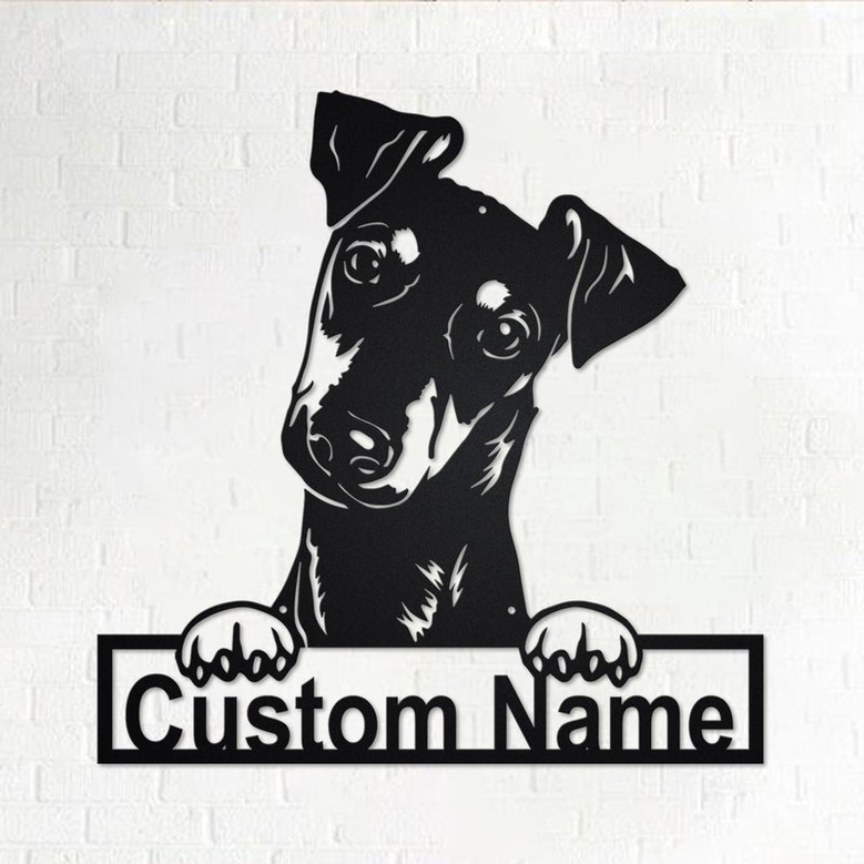Custom Manchester Terrier Dog Metal Wall Art, Personalized Manchester Terrier Name Sign Decoration For Room, Manchester Terrier Home Decor