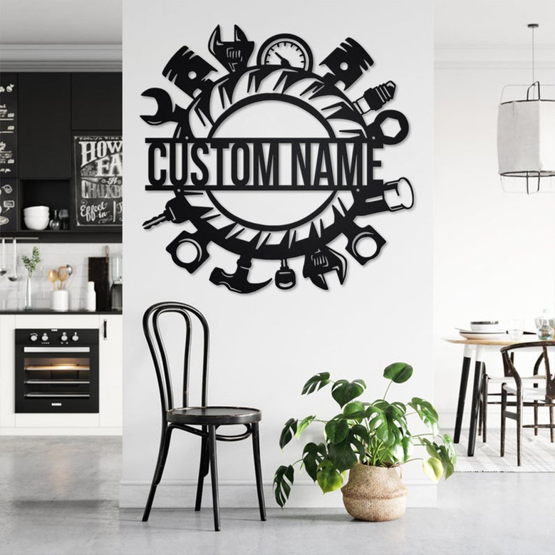 Custom Wrench Mechanic Metal Wall Art, Personalized Mechanic Name Sign Decoration For Room, Mechanic Metal Home Decor, Custom Mechanic