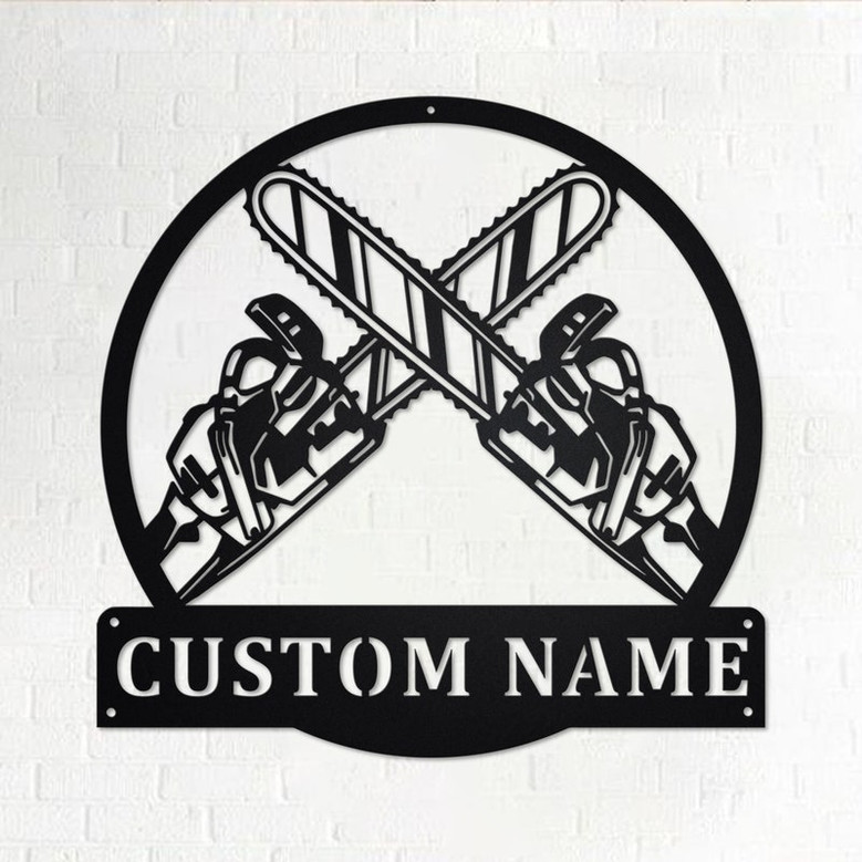 Custom Logging Chainsaw Metal Wall Art, Personalized Logger Name Sign Decoration For Room, Logging Metal Home Decor, Custom Logging
