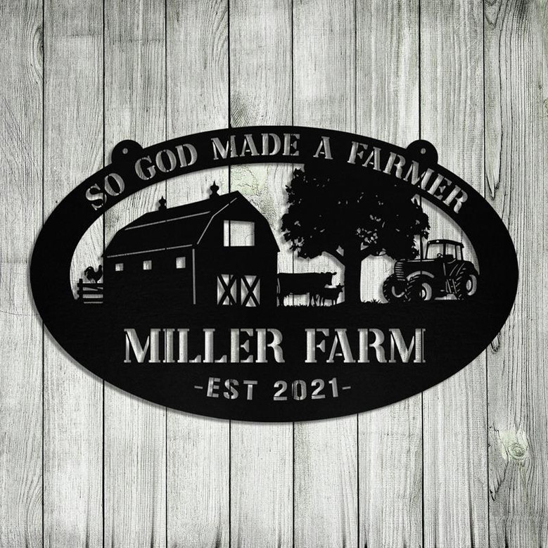 Personalized Metal Farm Sign Barn Cow Rooster Monogram Custom Outdoor Farmhouse Entry Road Front Gate Wall Decor Gift