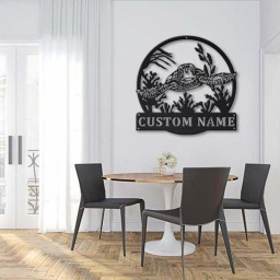 Personalized Sea Turtle Metal Sign Art v2 | Custom Sea Turtle Monogram Metal Sign | Sea Turtle Gifts | Decor Decoration