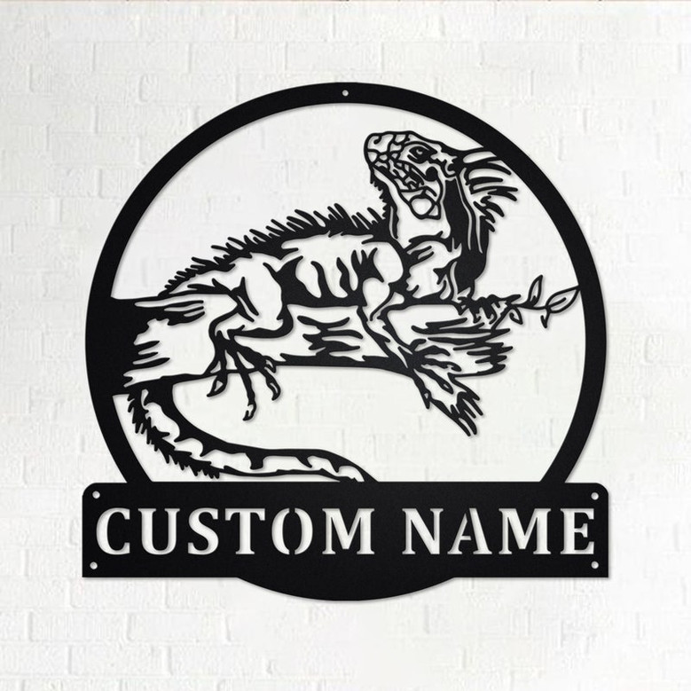 Custom Iguana Lizard Metal Wall Art, Personalized Iguana Lizard Name Sign Decoration For Room, Iguana Lizard Metal Home Decor, Custom Lizard