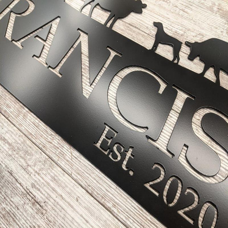 Farm Sign Personalized Sign With Your Name Rustic Steel Personalized Gift Cow Sign Custom Metal Sign Wall Decor Ranch Sign