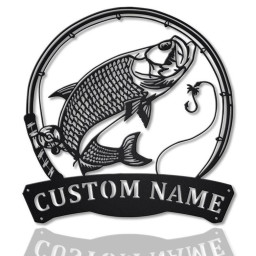 Personalized Atlantic Tarpon Fishing Fish Pole Metal Sign Art | Custom Atlantic Tarpon Fishing Metal Sign | Fishing Gift | Decor Decoration