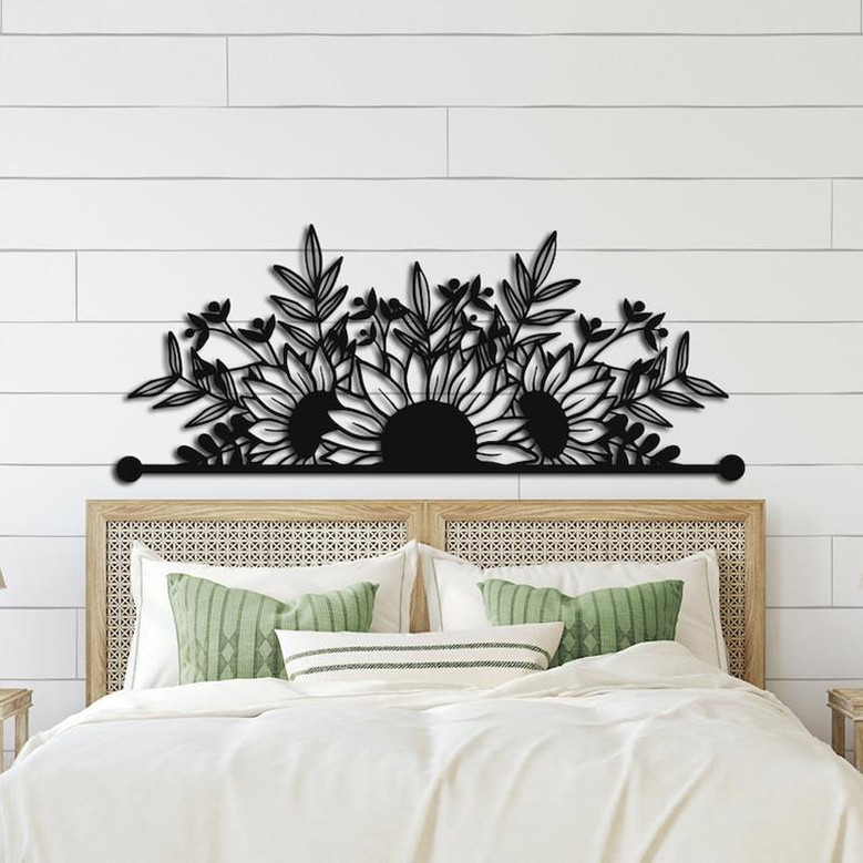 Sunflower Metal Wall Art, Above Bed Decor