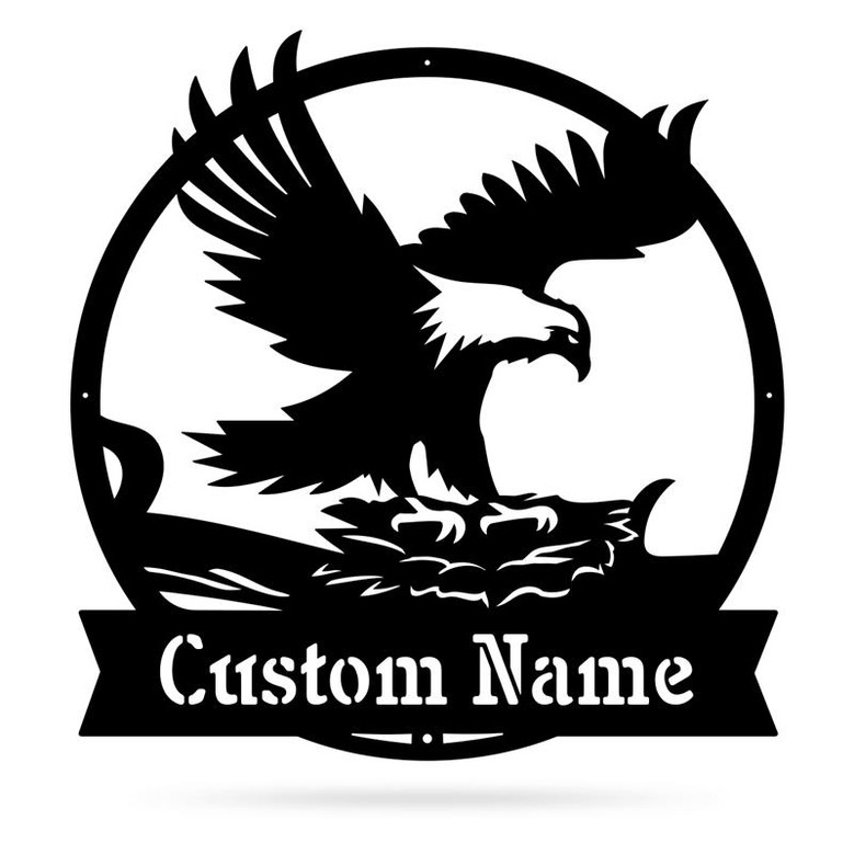 Eagle’s Nest Cut Metal Sign With Personalized Family Name Custom Your Own Text