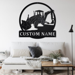 Custom Backhoe Metal Wall Art, Personalized Backhoe Name Sign Decoration For Room, Backhoe Metal Home Decor, Custom Backhoe, Backhoe Lover