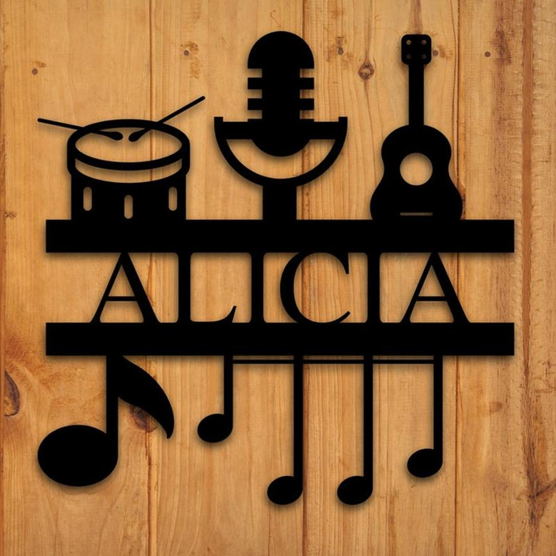 Custom Metal Sign, wall hanging, music sign, music, custom name sign, custom home decor, personalized,birthday gift,music notes,Musician,art