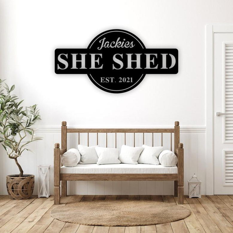 She Shed Personalized Metal Outdoor Sign, Established Date Sign, Gift for Her, She Shed,Metal She Shed Sign, Custom She Shed Sign, Mom Cave