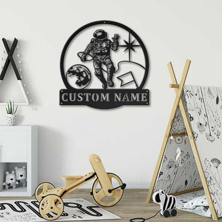 Personalized Astronaut Monogram Metal Sign Art , Custom Astronaut Metal Sign, Astronaut Lover Sign Decoration For Living Room