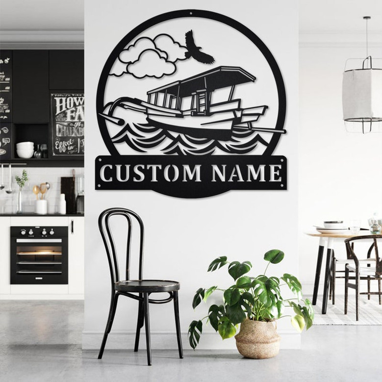 Custom Jukung Boat Metal Wall Art, Personalized Jukung Boat Name Sign Decoration For Room, Jukung Boat Metal Home Decor, Custom Jukung Boat