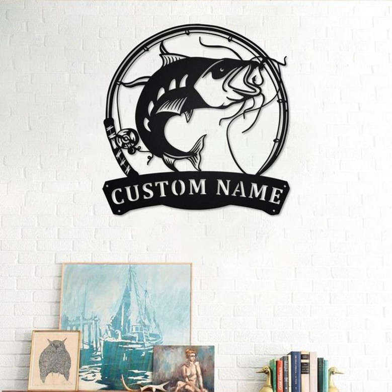 Personalized Catfish Fish Metal Sign | Fishing Metal Wall Art | Fishing Metal wall Decor | Fishing Lover| Custom Fishing | Fishman | Catfish