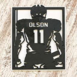 Custom Football Player Sign, Personalized Last Name Player Sign for High School Senior, Football Coach Gift