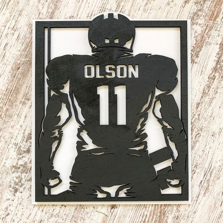 Custom Football Player Sign, Personalized Last Name Player Sign for High School Senior, Football Coach Gift