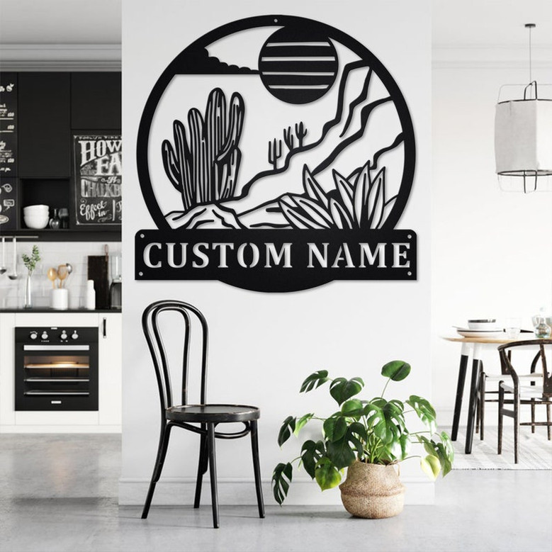 Custom Desert Cactus Metal Wall Art, Personalized Cactus Name Sign Decoration For Room, Cactus Home Decor, Custom Cactus, Desert Cactus