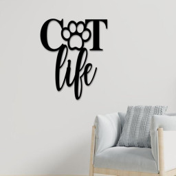Cat Life Sign, Cat Life, Cat Lovers Sign, Cat Paw Print Sign, Metal Paw Print, Metal Sign, Pet Owner Sign, Gift for Animal Lover, Wall Art