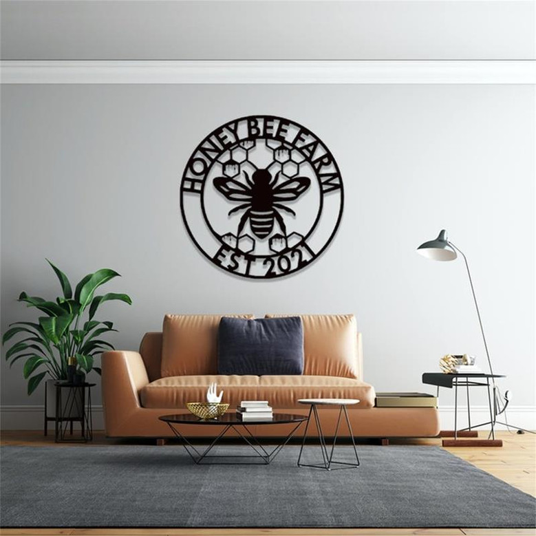 Custom Bee Metal Sign,Honey Bee Metal Wall Art,Personalized Beekeeper Name Sign,Bee Farm Decor,Bee Keeper's Gift