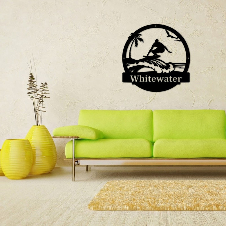 Surfer Guy Metal Sign metal sign, last name sign, personalized metal, surf board, beach waves, summer vibe, beach ocean lover,