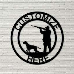 Metal Hunter and Dog sign, Metal Hunting Decoration, Metal Dog Decoration, hunter metal art, hunting dog, custom hunting dog, duck hunting,
