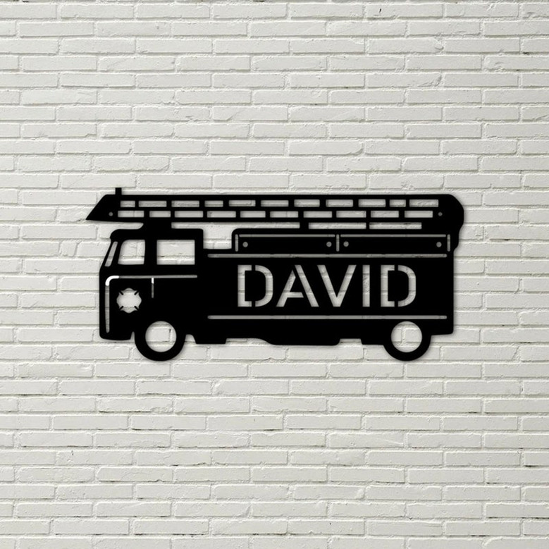 Fire Engine Ladder Truck Metal sign, Fireman, metal sign, wall decor, personalized sign, fireman, fire engine, ladder truck, fire station